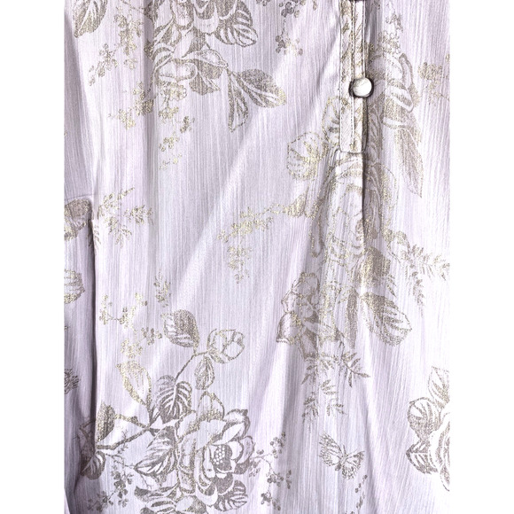 Lauren Conrad Tunic Top Sz 2X Pale Pink Chiffon Gold Floral Romantic Fairy Core - Picture 6 of 13